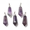 Natural Amethyst Pointed Pendants G-P445-E08-1