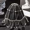 ABS Imitation Pearl & Rhinestone Mesh Headpiece Cap AJEW-WH20017-85P-3