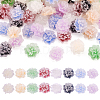 50pcs 5 colors Frosted Resin Flower Cabochons CRES-TA0001-27-8