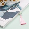 Metal Bookmark Gift with Polyester Tassel Big Pendant Decorations AJEW-JK00167-05-4