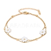 304 Stainless Steel with Acrylic Flower Charm Anklets AJEW-Z044-01G-3