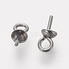 201 Stainless Steel Cup Pearl Peg Bails Pin Pendants STAS-L205-19B-1