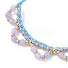 Flower Glass Seed Beads & Dyed Natural White Jade Beaded Bracelets BJEW-MZ00222-03-4