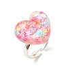 3D Resin Heart with Star Adjustable Ring RJEW-JR00457-5