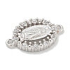 Rack Plating Brass Clear Cubic Zirconia Religion Oval Virgin Mary Connector Charms KK-L224-097P-2