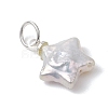 Natural Nucleated Baroque Keshi Pearl Star Charms with 304 Stainless Steel Findings PALLOY-JF05004-4