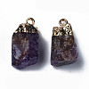 Natural Amethyst Pendants G-Q998-035A-3