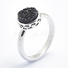Electroplate Natural Druzy Agate Crystal Finger Rings RJEW-I054-03P-RS-4