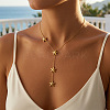 304 Stainless Steel Y Tassel Lariat Necklaces for Women WG3907F-02-1