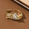Brass Micro Pave Cubic Zirconia Cuff Open Rings for Women RJEW-C163-18G-2