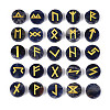 Brass Elder Futhark Alphabet Engraved Symbol Flat Round Natural Sodalite Rune Stones G-I373-01J-1