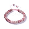 Adjustable Natural Rhodonite Braided Bead Bracelets BJEW-F369-A14-1