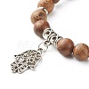 Natural Wenge Wood & Lava Rock Beads Charm Bracelets Set BJEW-JB07007-4
