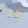 925 Sterling Silver Hollow Christmas Tree Stud Earrings EJEW-F397-01G-1