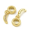 Rack Plating Brass Pave Clear Cubic Zirconia Moon European Dangle Charms KK-Z067-45G-2