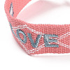 Word Love Polycotton(Polyester Cotton) Braided Bracelet with Tassel Charm BJEW-F429-06-2