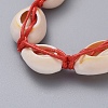 Natural Cowrie Shell Braided Beads Bracelets BJEW-JB05057-02-4