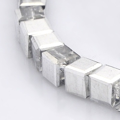 Half Plated Clear Glass Faceted Cube Beads Strands GLAA-A031-6mm-HP02-1