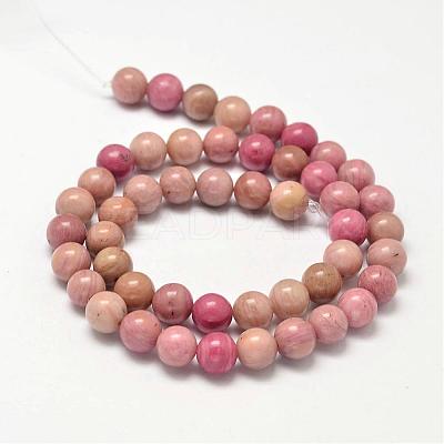 Round Natural Rhodonite Beads Strands G-K092-10mm-1