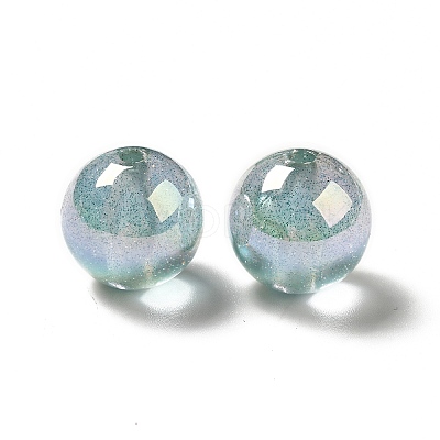 UV Plating Transparent Rainbow Iridescent Acrylic Beads OACR-D010-01H-1