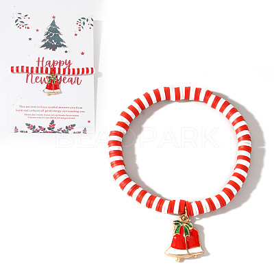 Elegant Christmas Handmade Polymer Clay Heishi Beaded Stretch Bracelets MV9996-30-1
