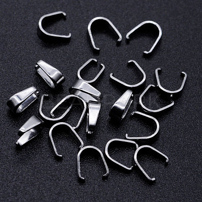 Tarnish Resistant 201 Stainless Steel Snap on Bails STAS-S105-JN470-1-5-1