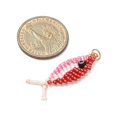 Glass Seed Beads Pendants PALLOY-MZ00908-1