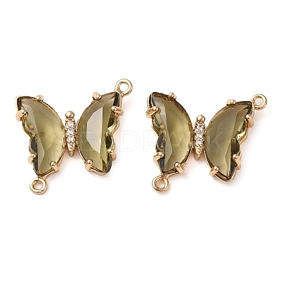 Brass Pave Faceted Glass Connector Charms FIND-Z020-04S-1