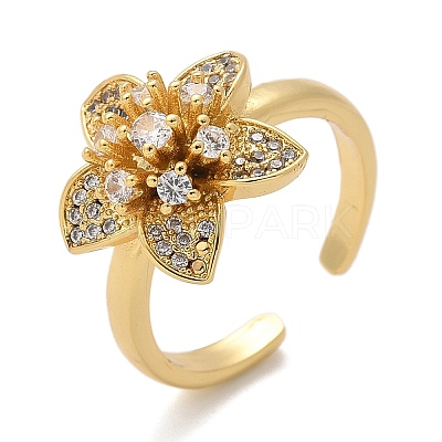 Brass Micro Pave Clear Cubic Zirconia Finger Rings RJEW-C120-29A-G-1