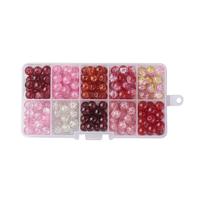 10 Colors Spray Painted Crackle Glass Beads CCG-X0010-01-8mm-1
