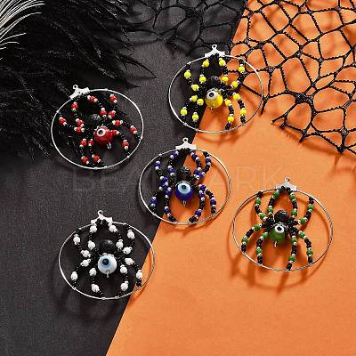 5Pcs 5 Color Brass Pendants PALLOY-TA00032-1