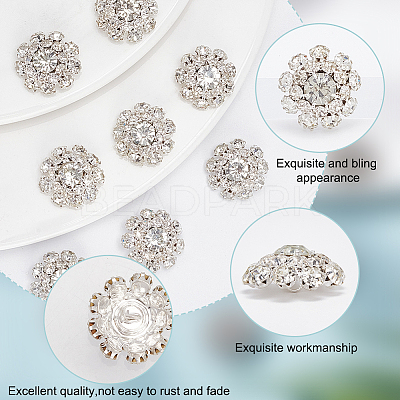 10Pcs 1-Hole Alloy Rhinestone Shank Buttons BUTT-FG0001-28B-1