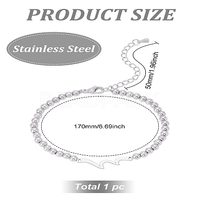 1Pc 301 Stainless Steel Ball Chain Bracelets for Women Men BJEW-LP0001-45P-1