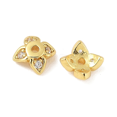 Brass Micro Pave Clear Cubic Zirconia Bead Caps KK-V015-05G-01-1