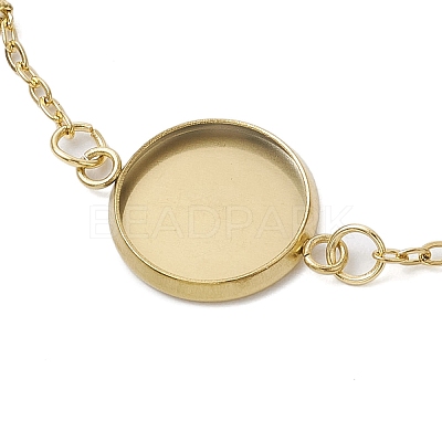 2Pcs 2 Colors 304 Stainless Steel Round Cabochon Setting Bracelets BJEW-JB11091-1