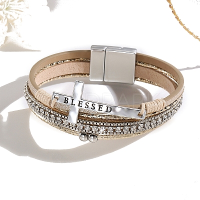 Imitation Leather Mutli-strand Bracelets PW-WG3E9EB-01-1