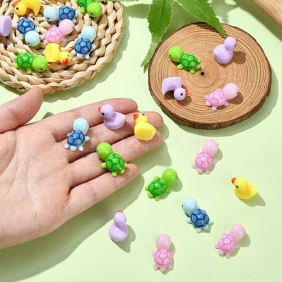 25Pcs 5 Styles Mini Tortoise & Duck Resin Display Decorations RESI-YW0001-61-1
