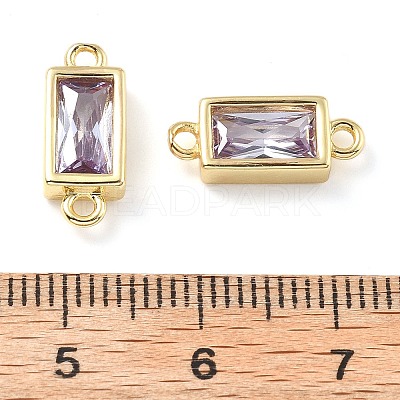 Brass Pave Glass Rectangle Connector Charms KK-H002-06G-04-1