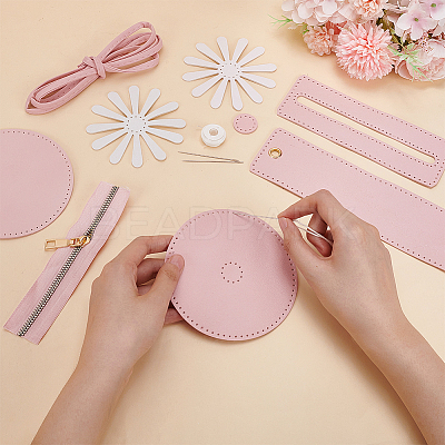 DIY Sew on PU Leather Daisy Flower Pattern Round Multi-Use Crossbody/Shoulder Bag Making Kits DIY-WH0297-56B-1