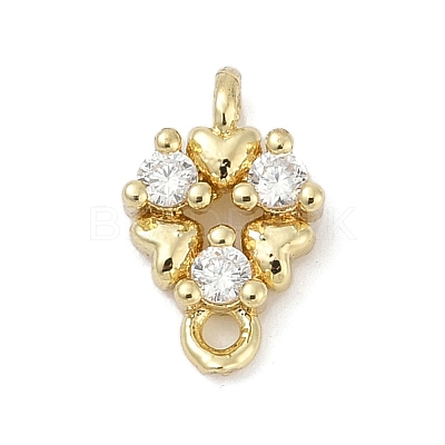 Brass Micro Pave Clear Cubic Zirconia Connector Charms KK-Z094-08G-01-1