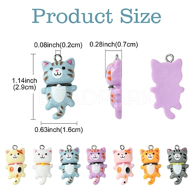 35Pcs 7 Colors Opaque Resin Kitten Pendants RESI-YW0001-73-1