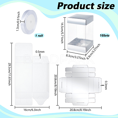 10Pcs Rectangle Clear Plastic Gift Packing Boxes with Paper Top and Bottom CON-WH0099-96A-1
