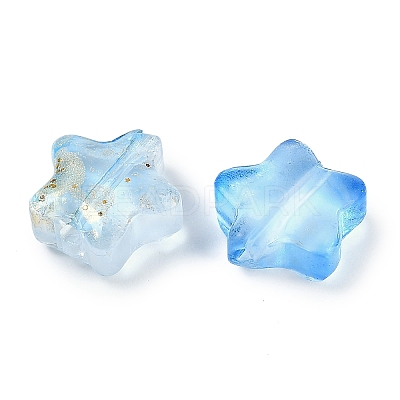 Transparent Spray Painted Frosted Glass Beads GLAA-NH0003-01H-1