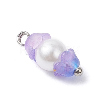 Baking Paint Pearlized Glass Imitation Pearl Pendants PALLOY-JF04300-01-1