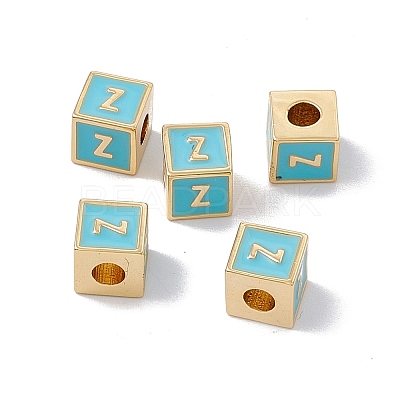 Rack Plating Brass Enamel Beads KK-B060-04G-06Z-1