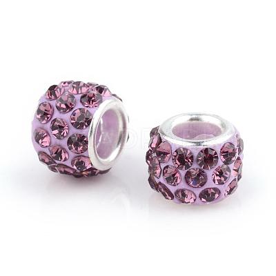 Polymer Clay Rhinestone European Beads CPDL-T001-08-1