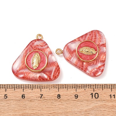 304 Stainless Steel Resin Pendants STAS-F352-07E-04-1