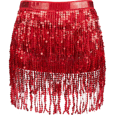Polyester with Glitter Waist Belt with Curb Chains AJEW-WH0166-70B-1