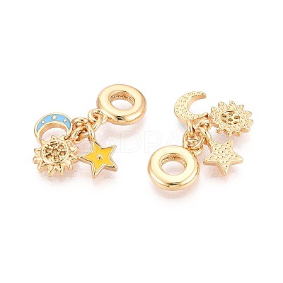 Brass Micro Pave Clear Cubic Zirconia and Enamel European Dangle Charms KK-T079-73G-1