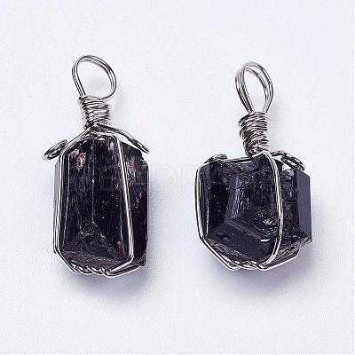 Natural Black Tourmaline Pendants G-G681-15-1